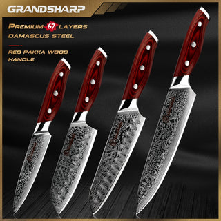 Damascus Kitchen Knife Japanese Damascus Chef Santoku Kitchen Knives Best Gift Cooking Tools Grandsharp Brand High Quality